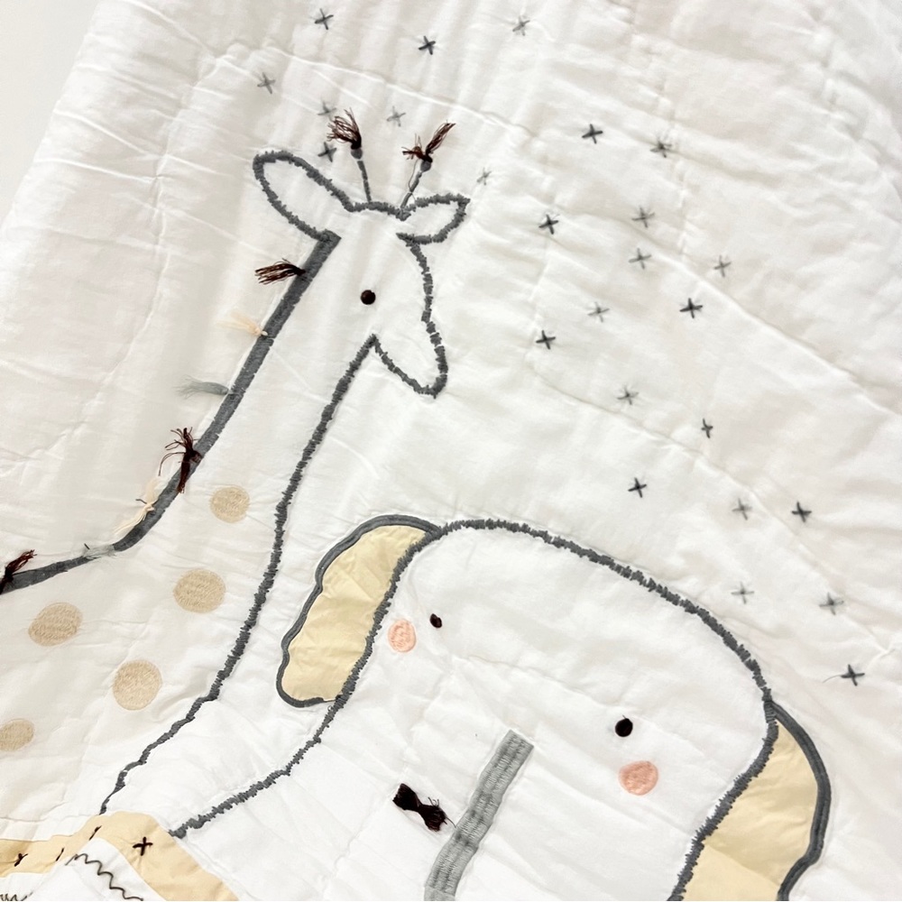 Handmade Animal Friends Embroidery Baby/Toddler Cotton Crib Quilt Hand S… - Picture 2 of 2